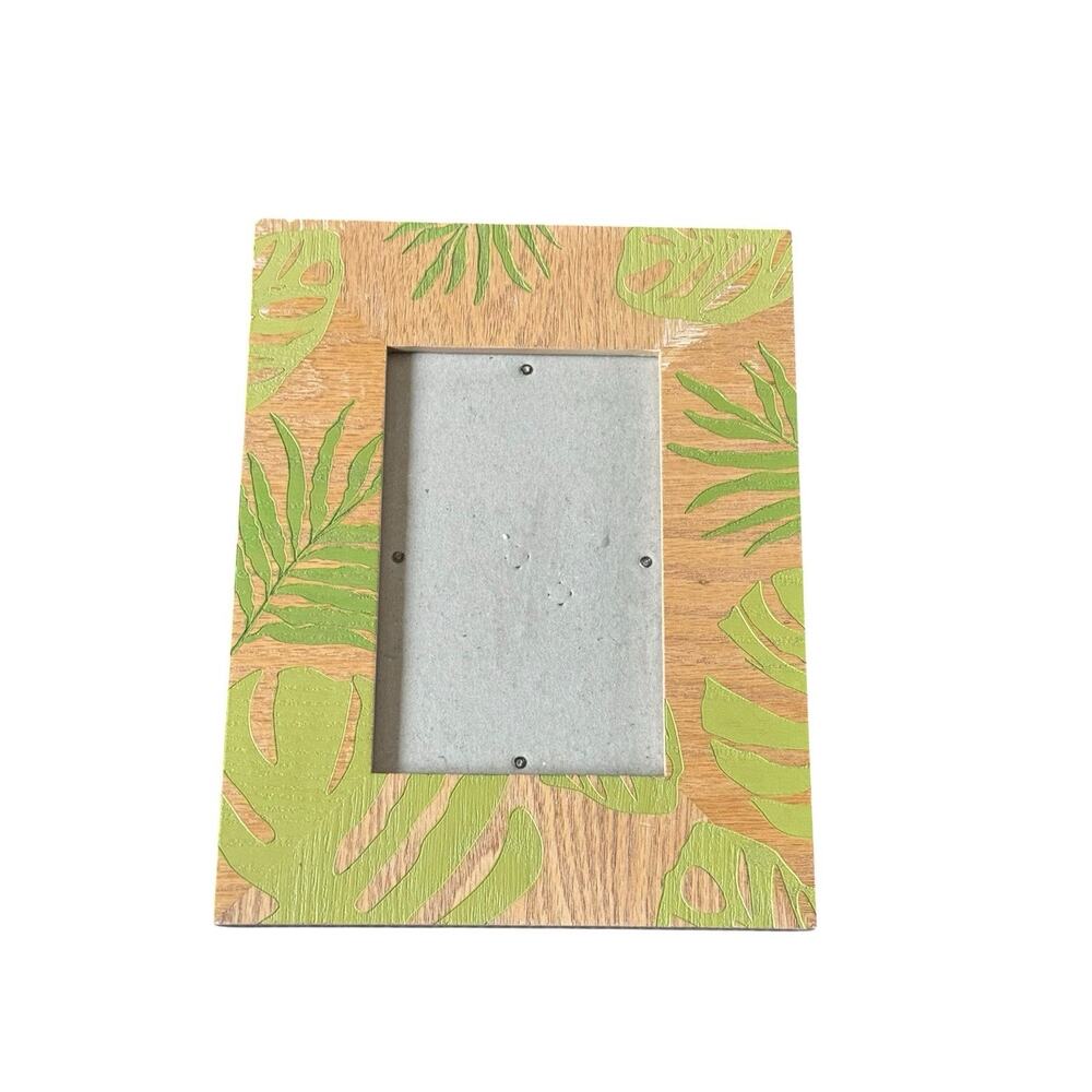 Wood Picture Frame 5x7 Green Tropical Leaf Palm Distressed Boho‎ Home Decor